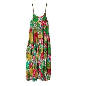 🌵Yesno Floral Print Bohemian Hippie Maxi Dress Size Medium🌵